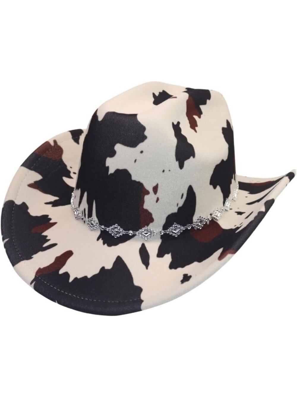 Women's Cow Brown Rhinestone Brim Rodeo Imported Cowgirl Western Cowboy Hat